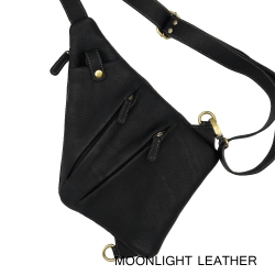 กระเป๋าเป้ผู้ชาย แบบคาดหน้าอก หนังแท้ รุ่น Attack บางเฉียบ ซ่อนในเสื้อได้ เหมาะกับเจ้าหน้าที่ ใส่ปืนพกได้ สีดำ