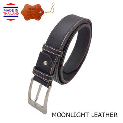 เข็มขัดหนังวัวแท้ Moonlight รุ่น Gulf สีน้ำตาลเข้ม หนังนุ่ม ไม่ลอก ทนทานสองเท่าเพราะใช้หนังชิ้นเดียวทั้งเส้น มีกล่อง