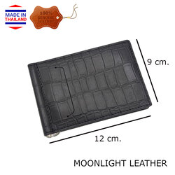 กระเป๋าหนีบแบงค์หนังวัวแท้ Moonlight รุ่น Grip สีดำ ลายหนังจระเข้ เรียบหรู แข็งแรง ไม่ลอกร่อน มีกล่องพร้อมเป็นของขวัญได้