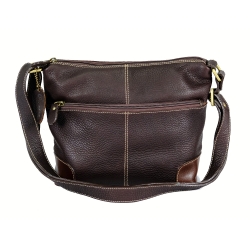 กระเป๋าหนังวัวแท้ หิ้วได้ สะพายได้ ฟอกแบบชามัวร์ นุ่มมาก รุ่น Lite สีน้ำตาลเข้ม ใบเล็กกระทัดรัดแต่มีช่องใส่ของหลายช่อง