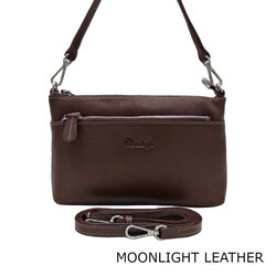 กระเป๋าหนังวัวแท้ MOONLIGHT หิ้วได้ สะพายได้ มีสายให้ 2 เส้น สีน้ำตาลเข้ม หนังนุ่มสะท้อนน้ำ มีช่องหลายชั้น เบาบาง ทนทาน