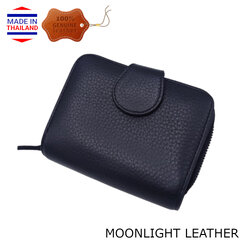 กระเป๋าสตางค์ผู้หญิง MOONLIGHT ใบสั้น ซิปรอบ สีดำ ทำจากหนังวัวแท้แสนนุ่ม ทนทาน โดนน้ำได้ ไม่ลอกร่อน พร้อมกล่องแบรนด์แท้
