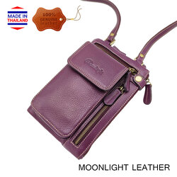 กระเป๋าหนังวัวแท้ Moonlight รุ่น Ruth-3 สะพายข้าง สีม่วง หนังนุ่มนิ่ม สะท้อนน้ำ ไม่ลอกร่อน มีช่องใส่ของจุใจ กระทัดรัด