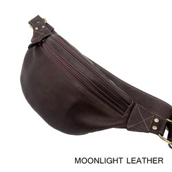 กระเป๋าคาดเอว คาดหน้าอก หนังวัวแท้ Moonlight รุ่น Speed-II สีน้ำตาลเข้ม หนังฟอกนิ่มมาก แข็งแรง ทนทาน สายหนังแท้ปรับความยาวได้