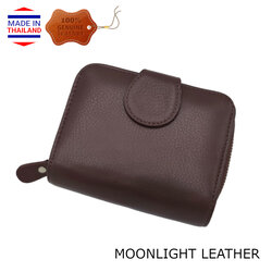 กระเป๋าสตางค์ผู้หญิง MOONLIGHT ใบสั้น ซิปรอบ สีน้ำตาลเข้ม ทำจากหนังวัวแท้แสนนุ่ม ทนทาน โดนน้ำได้ ไม่ลอก มีกล่องแบรนด์แท้