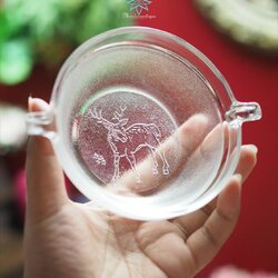 ชามแก้วลายกวาง มุนาคาตะ ชิโกะ ทรงกลม