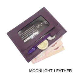 กระเป๋าใส่บัตร ใส่เหรียญ Moonlight หนังแท้ รุ่น Colo สีม่วง ทนทานบางเฉียบ นิ่มพกพาง่าย ใส่แบงค์พันได้ มีกล่องเป็นของขวัญได้