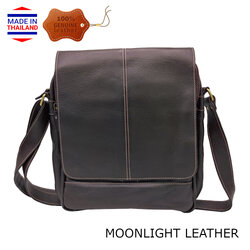 กระเป๋าหนังแท้สะพายข้าง สำหรับผู้ชาย Moonlight รุ่น Giant สีน้ำตาลเข้ม ทำจากหนังวัวแท้ทั้งใบ นิ่มมาก ขนาดใหญ่ ไม่ลอก