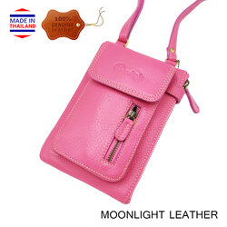 กระเป๋าหนังวัวแท้ Moonlight รุ่น Ruth-2 สะพายข้าง สีชมพู หนังนุ่มนิ่ม ทนน้ำ ไม่ลอกร่อน มีช่องใส่ของจุใจ กระทัดรัด