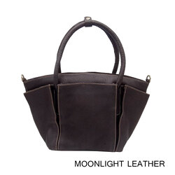 กระเป๋าสะพายหนังแท้ MOONLIGHT รุ่น HoneyComb สีน้ำตาลเข้ม ทำจากหนังวัวแบบชามัวร์ นุ่มมาก ทนทาน ไม่ลอกร่อน ยิ่งใช้ยิ่งสวย