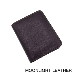 กระเป๋าสตางค์หนังวัวแท้ ทรงตั้งขนาดเล็กกระทัดรัด แบรนด์ Moonlight รุ่น Eric สีน้ำตาลเข้ม สวย ทน เบาบาง พร้อมกล่องเป็นของขวัญได้