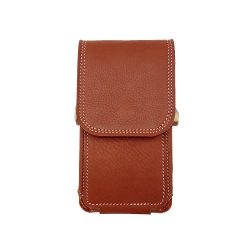 กระเป๋าใส่โทรศัพท์มือถือ คาดเอว ร้อยเข็มขัด ใส่บัตรได้ด้วย ทำจากหนังแท้ รุ่น Beretta สีน้ำตาลอ่อน