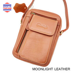 กระเป๋าหนังวัวแท้ Moonlight รุ่น Ruth สะพายข้าง สีน้ำตาลอ่อน หนังนุ่มนิ่ม สะท้อนน้ำ ไม่ลอกร่อน มีช่องใส่ของจุใจ กระทัดรัด