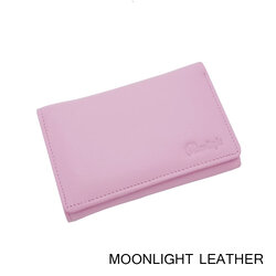กระเป๋าสตางค์หนังแท้ MOONLIGHT สามพับสั้น สีชมพูอ่อน เฮงๆ รับทรัพย์ หนังนุ่ม ทนทาน ไม่ลอกเป็นขุย มีกล่องเป็นของขวัญได้