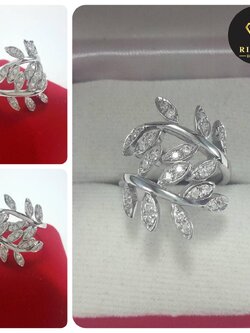 แหวนใบมะกอกทองคำแท้ประดับเพชรเบลเยี่ยมแท้ น้ำหนักรวม 0.28 cts