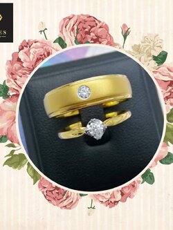 แหวนคู่ประดับเพชรแท้รวม 0.15 cts