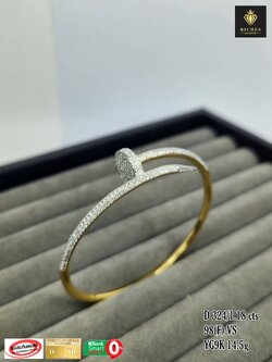 กำไลตะปูเพชรแท้ทองคำแท้