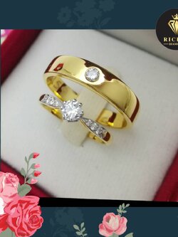 แหวนคู่ประดับเพชรแท้น้ำหนักรวม 0.25 cts