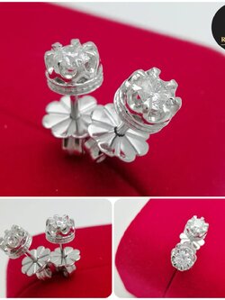 ต่างหูมงกุฏประดับเพชรแท้รวม 0.30 cts