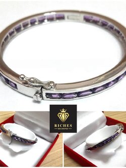 กำไลทองคำแท้ประดับพลอยอเมทิสต์สีม่วงแท้ (Amethyst) 32 เม็ด น้ำหนักรวม 9.60 กะรัต