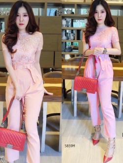 ชุดเซทเสื้อลูกไม้+กางเกงขายาว