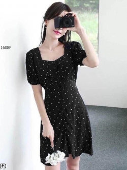 มินิเดรส คอวี ผ่าหน้าติดกระดุม