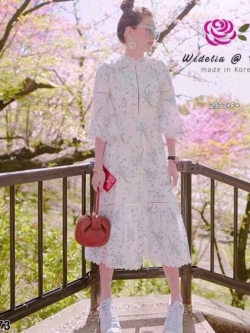 TW2973-แม็กซี่เดรส พิมพ์ลายดอกเดซี่