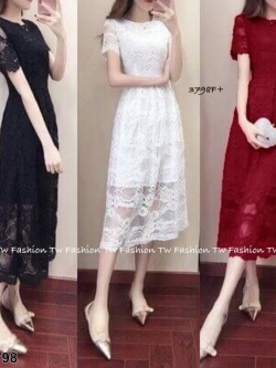 TW3798-แม๊กซี่เดรสลูกไม้