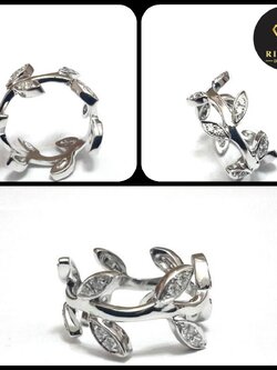 แหวนใบมะกอกเพชรแท้น้ำหนักรวม 0.24 cts