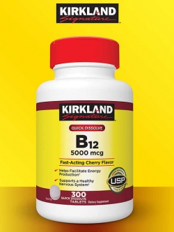 Kirkland Quick Dissolve B-12 ขนาด 5000mcg จำนวน 300 เม็ด หมดอายุ 01/2028