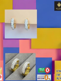 ต่างหูทองคำแท้ประดับเพชรเบลเยี่ยม 1.45 cts