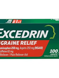 Excedrin Migraine 100 เม็ด ยาบรรเทาอาการไมเกรน วิงเวียนศรีษะ คลื่นไส้ หมดอายุ 06/2027