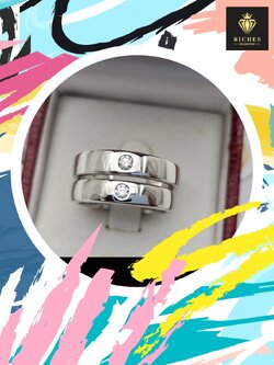 แหวนคู่ทองคำประดับเพชรแท้รวม 0.14 cts