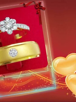 แหวนคู่ประดับเพชรแท้น้ำหนักรวม 0.36 cts