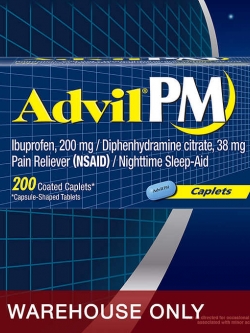 Advil PM 200 เม็ด ยาแก้ปวดตอนกลางคืน NSAID (ไม่มีสเตียรอยด์) และช่วยในการนอนหลับได้ดียิ่งขึ้นค่ะ หมดอายุ 08/2027