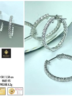 ต่างหูเพชรแท้น้ำหนักเพชรรวม 1.50 cts