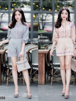 TW6886-เสื้อ+กางเกงขาสั้นสกรีนลาย