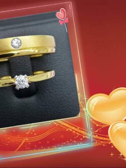 แหวนคู่ประดับเพชรแท้น้ำหนักรวม 0.15 cts