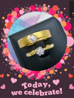 แหวนคู่ทองคำประดับเพชรแท้รวม 0.30 cts