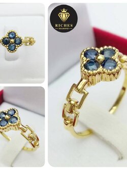 แหวนทองคำแท้ประดับพลอยไพลิน (Blue Sapphire)