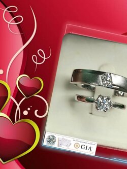 แหวนคู่ทองคำประดับเพชรแท้รวม 0.60 cts