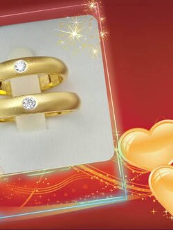 แหวนคู่ทองคำประดับเพชรแท้รวม 0.11 cts