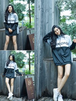 แจ็คเก็ตวอมแขนยาวตัดต่อผ้า สกีนลาย BB