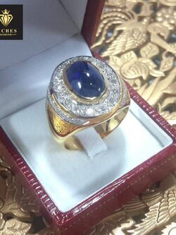 แหวนพลอยไพลินล้อมเพชรแท้รวม 1.25 กะรัต ทองคำแท้ 9K