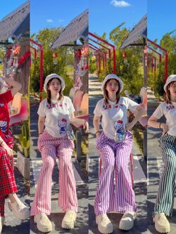 เซตเสื้อเอวย่น น้องตี้ กางเกงขายาวผ้าไหมอิตาลี่ อก32-38 เอว24-34 สพ44 กางเกงยาว40