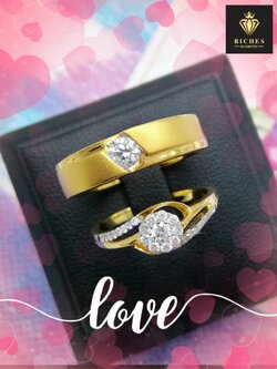 แหวนคู่ประดับเพชรแท้รวม 0.40 cts