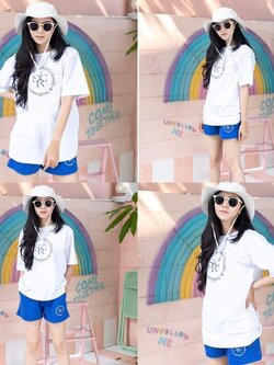 เซ็ตเสื้อแขนสั้น+กางเกงขาสั้น สกรีนลาย