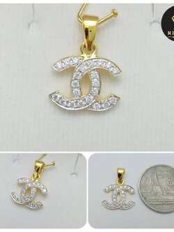 จี้ชาแนลเพชรแท้รวม 0.22 cts Yellow Gold