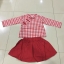ชุดเสื้อลายสก๊อต +กระโปรง ผ้าฝ้าย สีแดง รหัส SC 58 สินค้าพร้อมส่ง