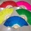 พัดแฟนซีแบบผ้า สีชมพู. พร้อมส่ง